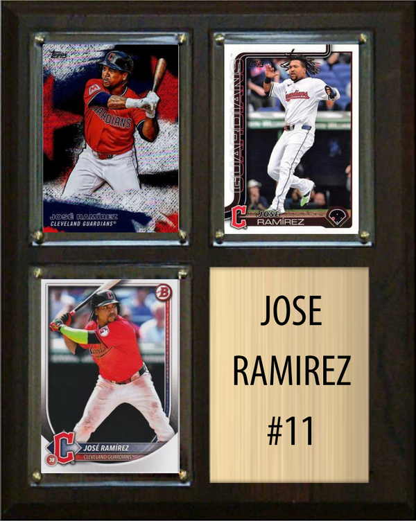 Jose Ramirez 3 Card Plaque Topps Bowman 2026 2025 2024 Cleveland Guardians