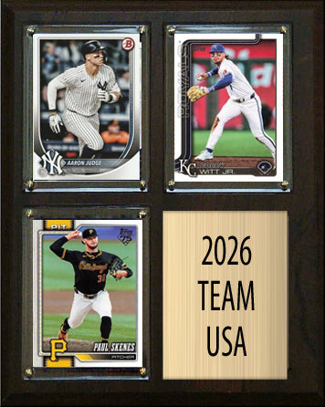 2026 WBC Team USA 3 Card Plaque Topps Aaron Judge Bobby Witt Jr Paul Skenes