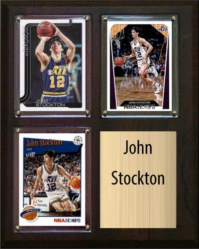 John Stockton Utah Jazz HOF Fan Gift Plaque 8x10 3 Cards Panini Donruss Hoops Prizm Topps 2024 2025 2026