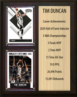 Tim Duncan San Antonio Spurs HOF Fan Gift Plaque 8x10 Stats 2 Cards Panini Donruss Hoops Prizm Topps 2024 2025 2026