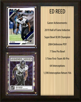 Ed Reed Baltimore Ravens HOF Fan Gift Plaque 8x10 Stats 2 Cards Donruss Score Panini Topps Prizm 2024 2025 2026
