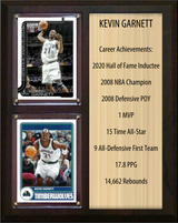 Kevin Garnett Minnesota Timberwolves HOF Fan Gift Plaque 8x10 Stats 2 Cards Panini Donruss Hoops Prizm Topps 2024 2025 2026