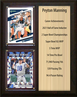 Peyton Manning Indianapolis Colts HOF Fan Gift Plaque 8x10 Stats 2 Cards Donruss Score Panini Topps Prizm 2024 2025 2026