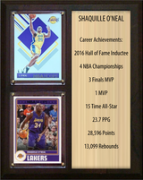 Shaquille O'Neal Los Angeles Lakers HOF Fan Gift Plaque 8x10 Stats 2 Cards Panini Donruss Hoops Prizm Topps 2024 2025 2026