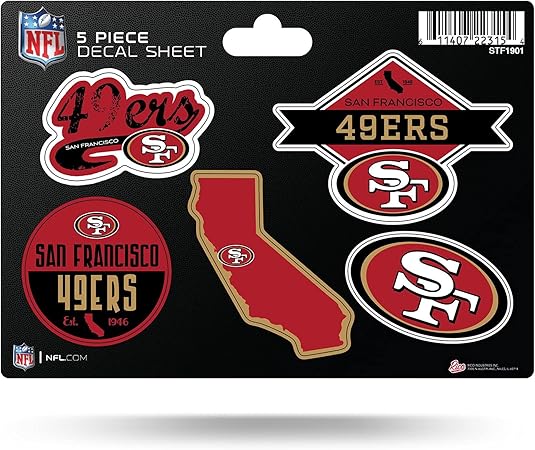NFL 5-Pc Sticker Sheet - All Football Teams - Rico Industries - Car Wall Decal - PERFECT GIFT