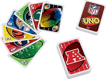 Mattel Games UNO NFL Card Game in Storage Tin Box for Kids, Adults, Parties & Travel with NFL Team Logos & Special Rule