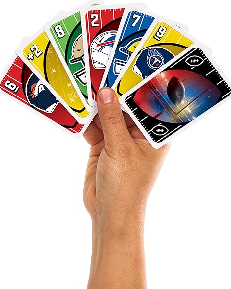 Mattel Games UNO NFL Card Game in Storage Tin Box for Kids, Adults, Parties & Travel with NFL Team Logos & Special Rule