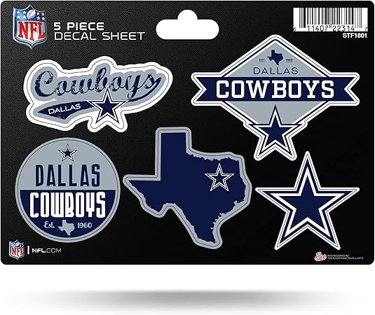 NFL 5-Pc Sticker Sheet - All Football Teams - Rico Industries - Car Wall Decal - PERFECT GIFT