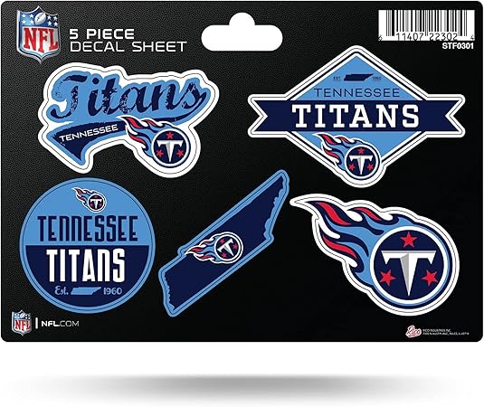 NFL 5-Pc Sticker Sheet - All Football Teams - Rico Industries - Car Wall Decal - PERFECT GIFT