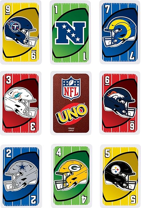 Mattel Games UNO NFL Card Game in Storage Tin Box for Kids, Adults, Parties & Travel with NFL Team Logos & Special Rule