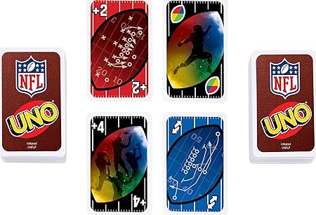 Mattel Games UNO NFL Card Game in Storage Tin Box for Kids, Adults, Parties & Travel with NFL Team Logos & Special Rule