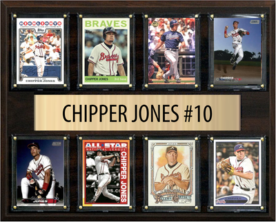 Chipper Jones HOF Atlanta Braves Fan Gift Plaque 12x15 8 Cards Topps Bowman 2024 2025 2026