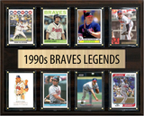 1990s Atlanta Braves Fan Gift Plaque 12x15 8 Cards Topps Bowman 2024 2025 2026 Maddux Chipper Glavine