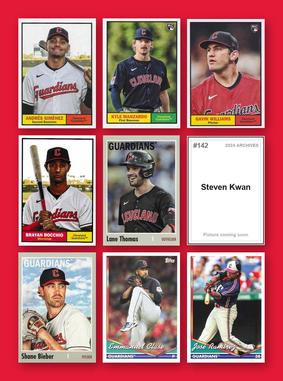 Cleveland Guardians 2024 Topps Archives team set - all base cards