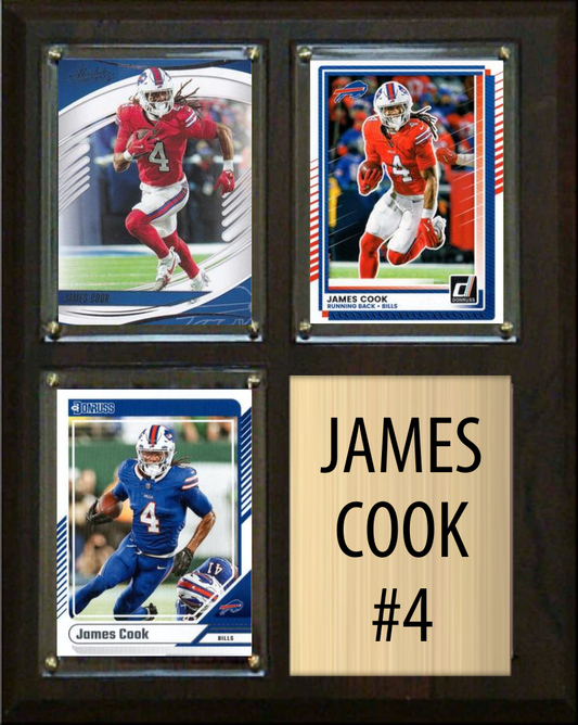 James Cook 3 Card Plaque Donruss Fleer Topps 2025 2024 Buffalo Bills