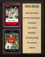 Craig Biggio Houston Astros Hall of Fame Stats Plaque 8x10 2 Cards Topps, Bowman 2024 2025 2026