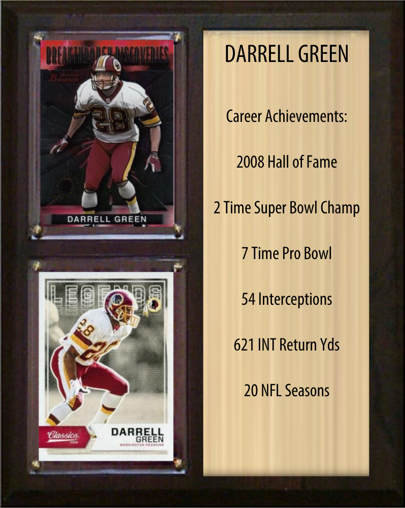 Darrell Green Washington Commanders Hall of Fame Stats Plaque 8x10 2 Cards Prizm, Donruss, Score 2024 2025 2026
