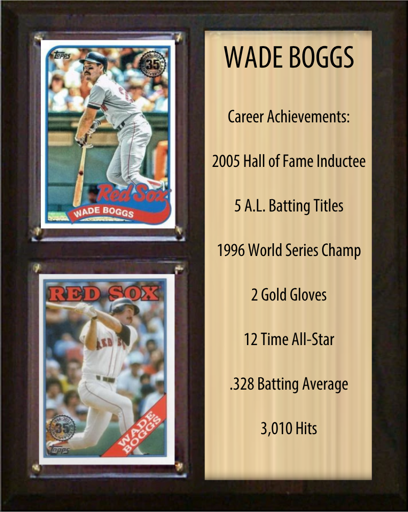 Wade Boggs Boston Red Sox Hall of Fame Stats Plaque 8x10 2 Cards Topps, Bowman 2024 2025 2026