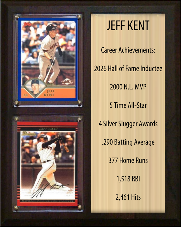 Jeff Kent San Francisco Giants Hall of Fame Stats Plaque 8x10 2 Cards Topps, Bowman 2024 2025 2026