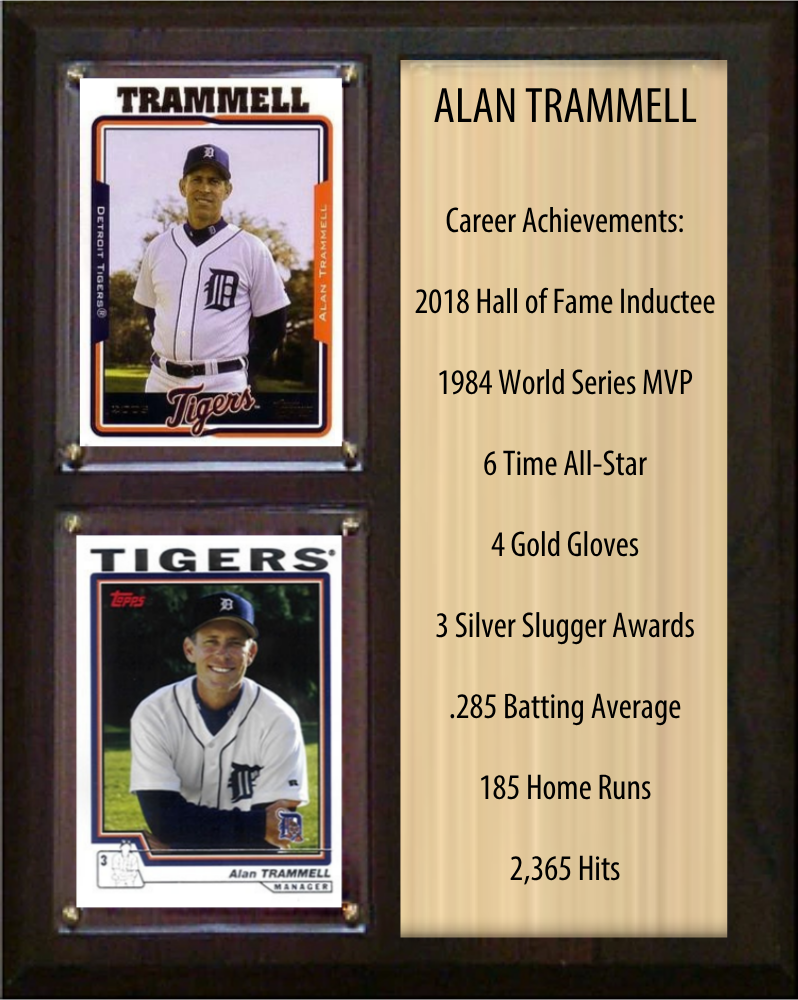 Alan Trammell Detroit Tigers Hall of Fame Stats Plaque 8x10 2 Cards Topps, Bowman 2024 2025 2026