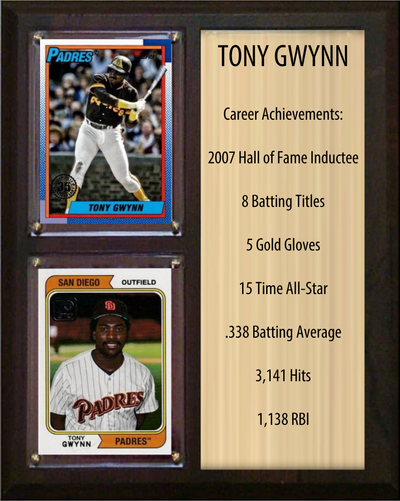 Tony Gwynn San Diego Padres Hall of Fame Stats Plaque 8x10 2 Cards Topps, Bowman 2024 2025 2026
