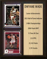 Dwyane Wade Miami Heat Hall of Fame Stats Plaque 8x10 2 Cards Hoops, Prizm, Donruss 2024 2025 2026