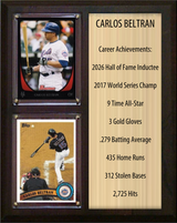 Carlos Beltran New York Mets Hall of Fame Stats Plaque 8x10 2 Cards Topps, Bowman 2024 2025 2026