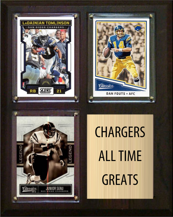 Los Angeles Chargers All-Time Greats Fan Cave Plaque 8x10 3 Cards LaDainian Tomlinson Dan Fouts Junior Seau
