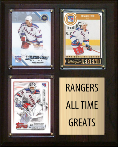 New York Rangers All Time Greats Plaque 8x10 Messier Leetch Lundqvist 3 Cards Upper Deck O-Pee-Chee