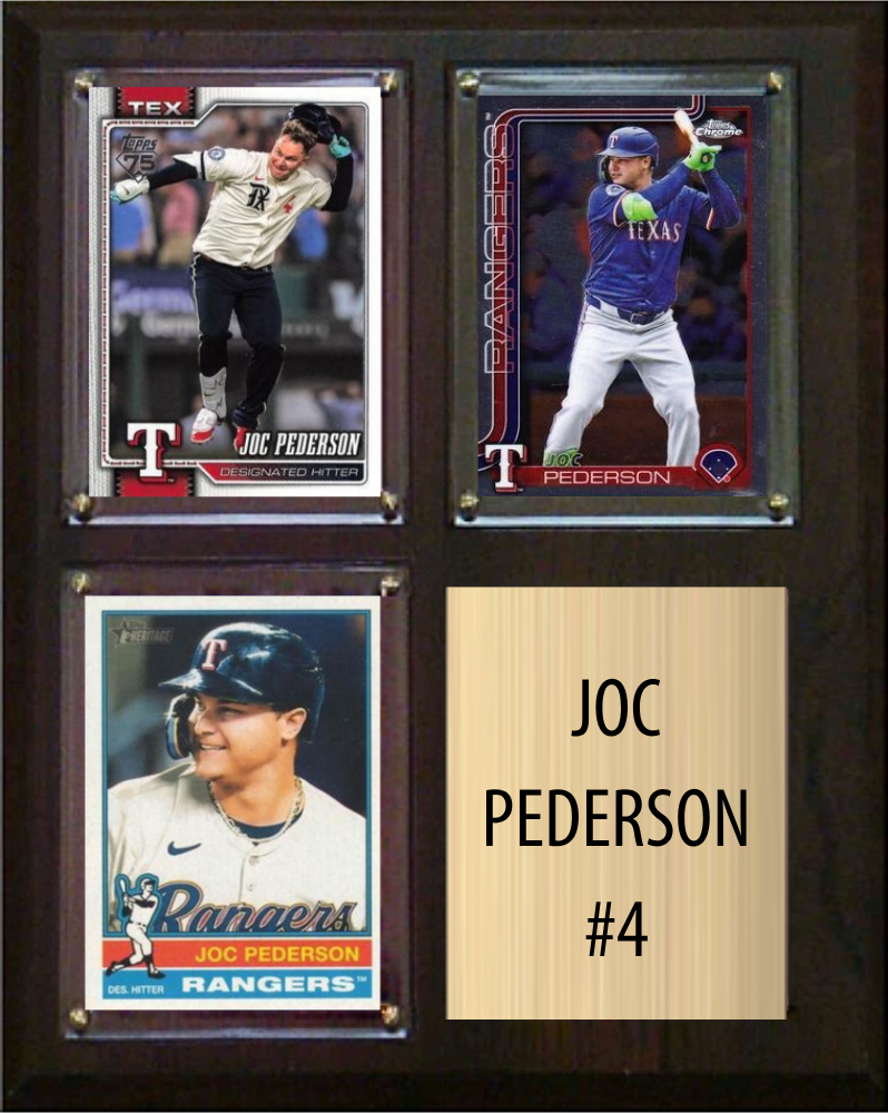 Joc Pederson Texas Rangers Fan Gift Plaque 8x10 3 Cards Topps, Bowman 2024 2025 2026