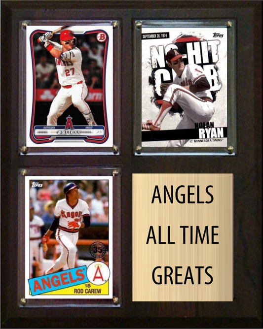Los Angeles Angels All-Time Greats Fan Cave Plaque 8x10 3 Cards Topps Bowman 2024 2025 2026