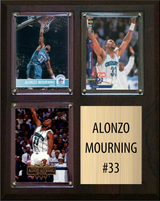 Alonzo Mourning Charlotte Hornets Fan Gift Plaque 8x10 3 Cards Panini, Donruss, Hoops, Prizm, Topps 2024 2025 2026