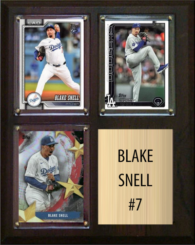 Blake Snell Los Angeles Dodgers Fan Gift Plaque 8x10 3 Cards Topps, Bowman 2024 2025 2026