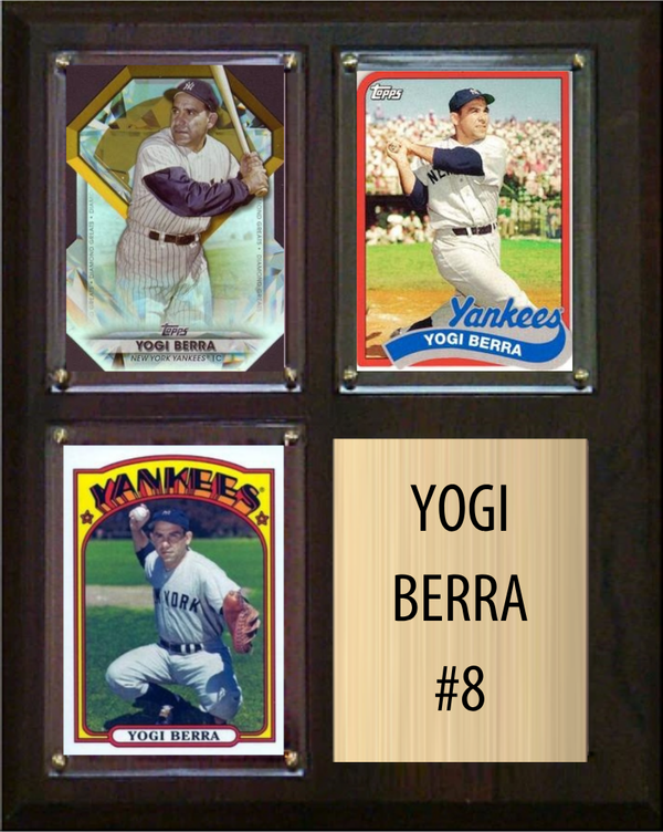 Yogi Berra New York Yankees HOF Fan Gift Plaque 8x10 3 Cards Topps Donruss Panini 2024 2025 2026
