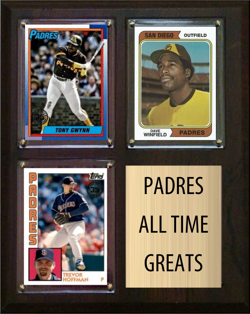 San Diego Padres All-Time Greats Fan Cave Plaque 8x10 3 Cards Topps Bowman 2024 2025 2026
