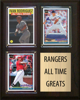 Texas Rangers All-Time Greats Fan Cave Plaque 8x10 3 Cards Topps Bowman 2024 2025 2026