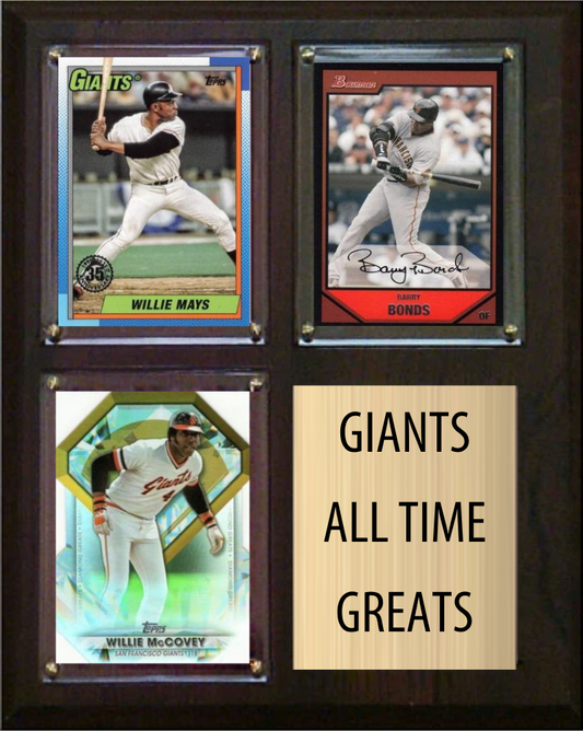 San Francisco Giants All-Time Greats Fan Cave Plaque 8x10 3 Cards Topps Bowman 2024 2025 2026