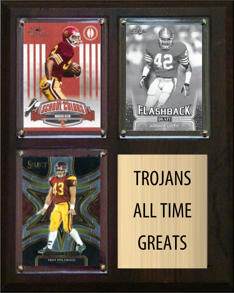 USC Trojans All-Time Greats 8x10 Plaque 3 Cards Marcus Allen Ronnie Lott Troy Polamalu