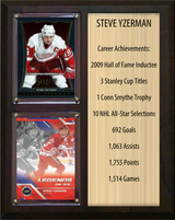 Steve Yzerman Detroit Red Wings HOF Fan Gift Plaque 8x10 Stats 2 Cards Upper Deck Parkhurst O-Pee-Chee Topps 2024 2025 2026