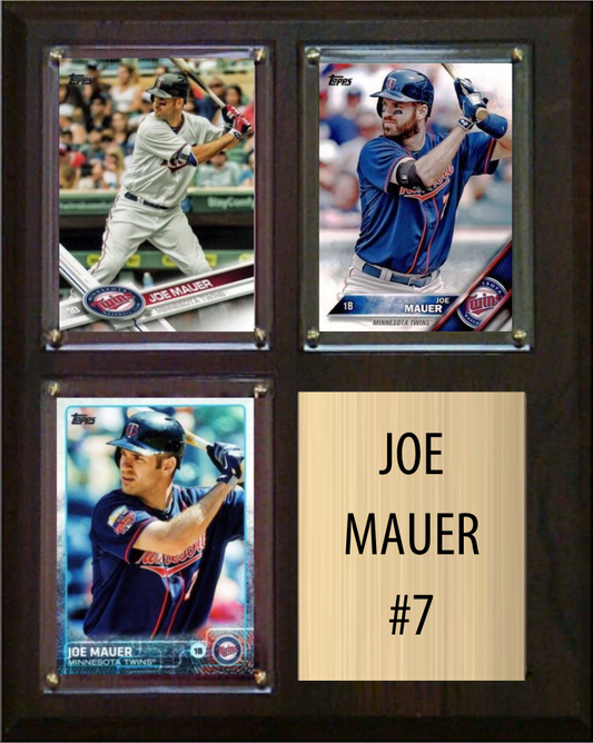 Joe Mauer Minnesota Twins 2024 MLB HOF 2 Card Stats Plaque 8" x 10"