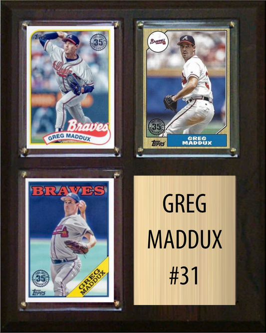 Greg Maddux Atlanta Braves HOF Fan Gift Plaque 8x10 3 Cards Topps Donruss Panini 2024 2025 2026