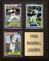 1950s Baseball Legends 3-Card Fan Cave Plaque