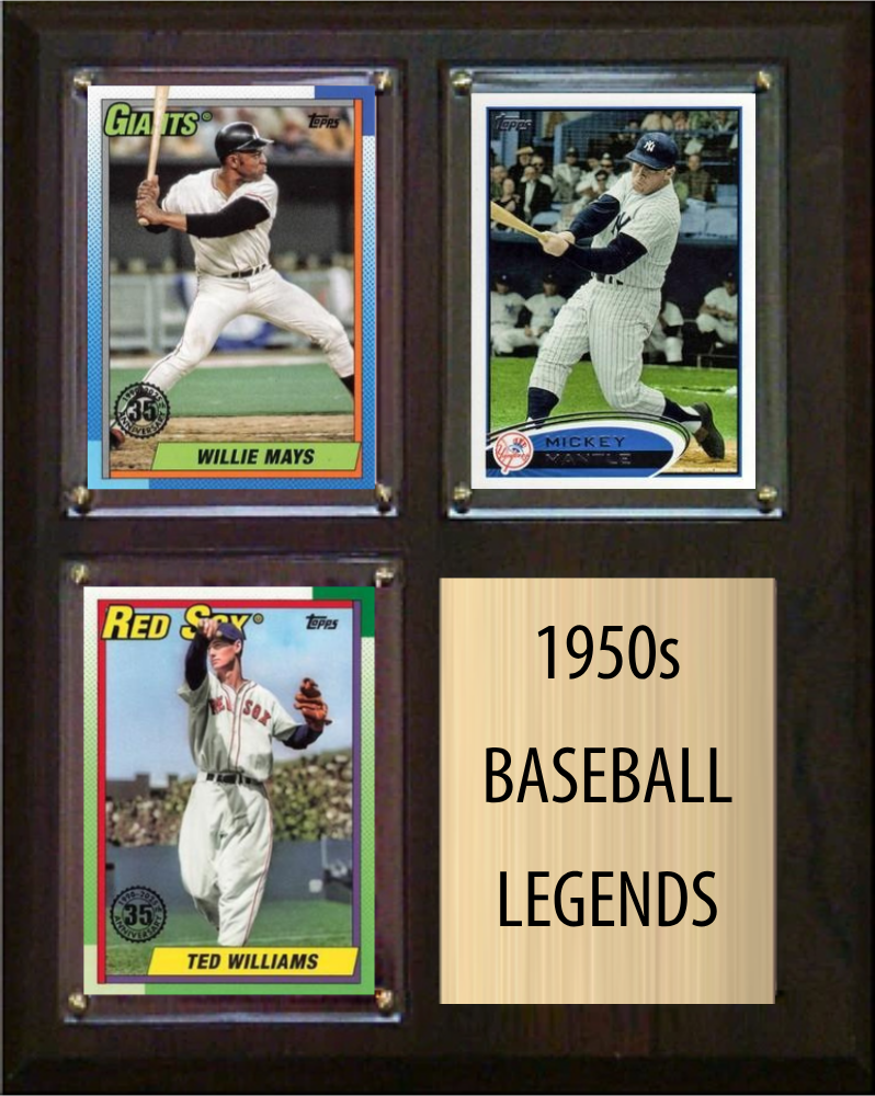 1950s Baseball Legends 3-Card Fan Cave Plaque