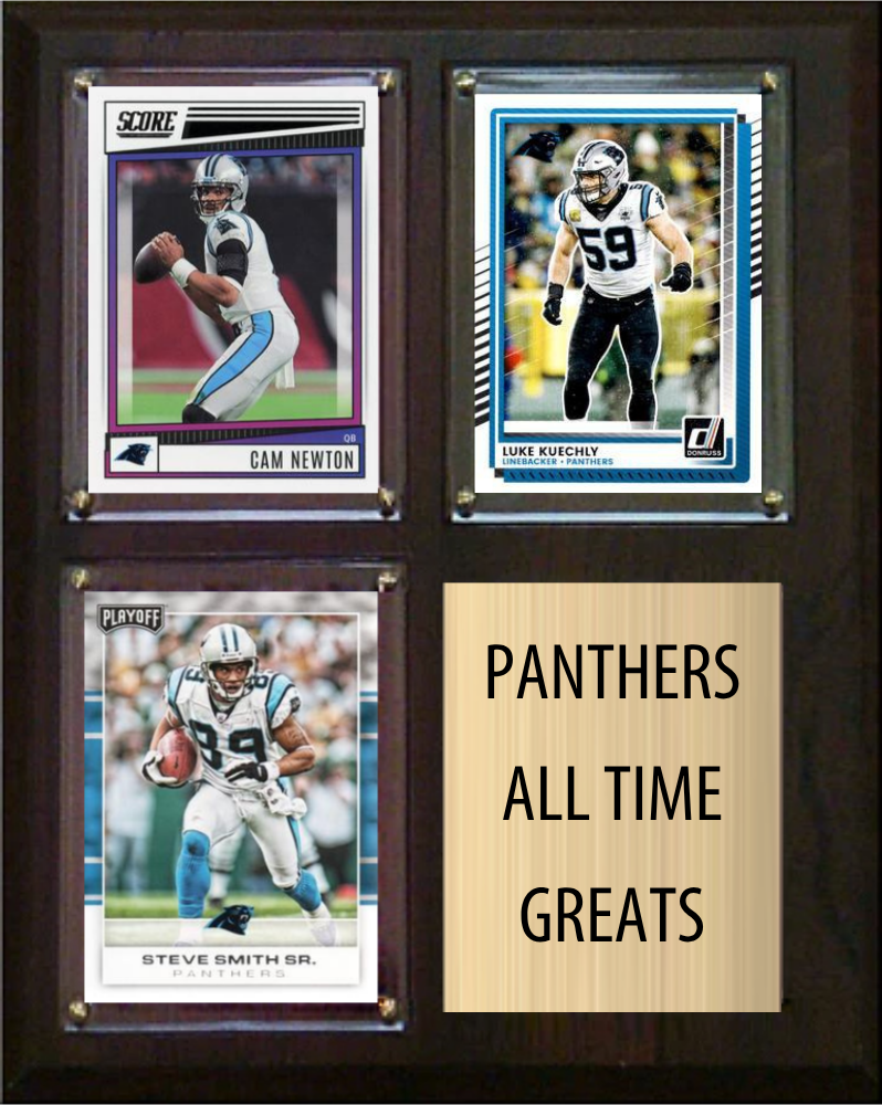 Carolina Panthers All-Time Greats Fan Cave Plaque 8x10 3 Cards Cam Newton Luke Kuechly Steve Smith Sr