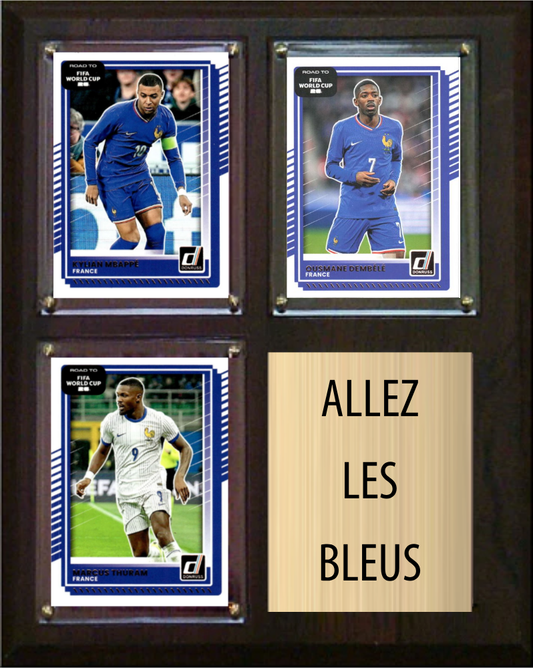 2026 Team France World Cup Soccer Plaque 8x10 Mbappe Dembele Thuram 3 Donruss Cards Fan Gift