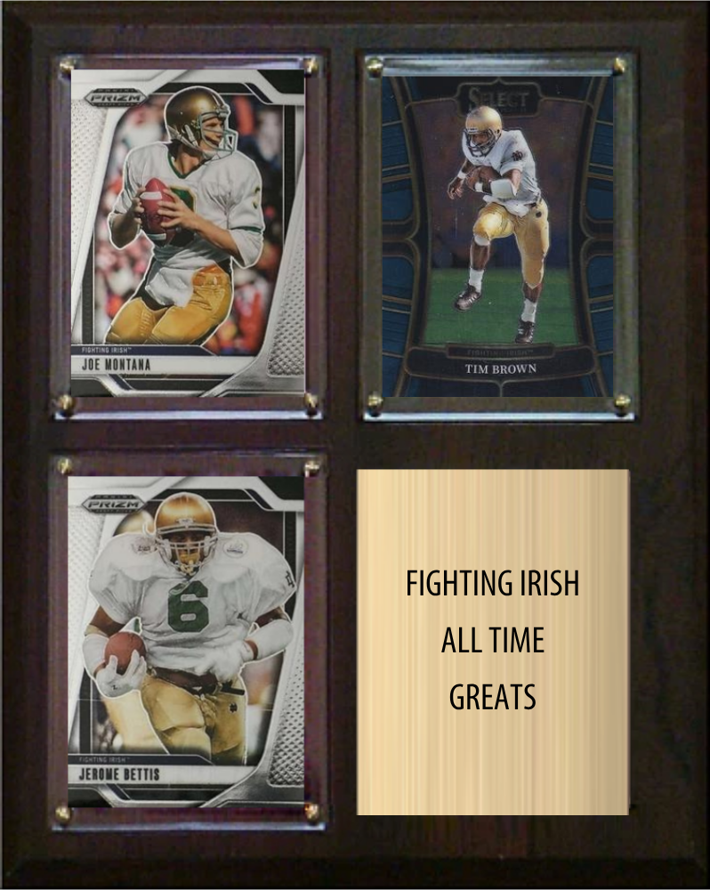 Notre Dame Fighting Irish All-Time Greats 8x10 Plaque 3 Cards Joe Montana Tim Brown Jerome Bettis