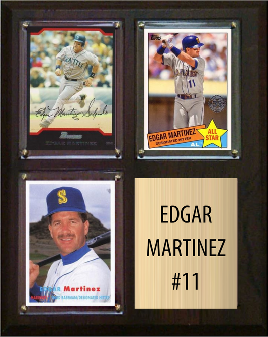 Edgar Martinez Seattle Mariners Hall of Fame Fan Gift Plaque 8x10 3 Cards Topps, Bowman 2024 2025 2026