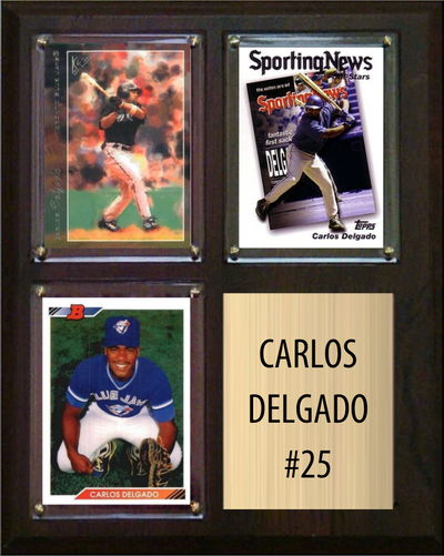 Carlos Delgado Toronto Blue Jays Fan Gift Plaque 8x10 3 Cards Topps, Bowman 2024 2025 2026