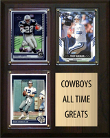 Dallas Cowboys All-Time Greats Fan Cave Plaque 8x10 3 Cards Emmitt Smith Troy Aikman Roger Staubach