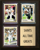 New Orleans Saints All-Time Greats Fan Cave Plaque 8x10 3 Cards Drew Brees Alvin Kamara Michael Thomas